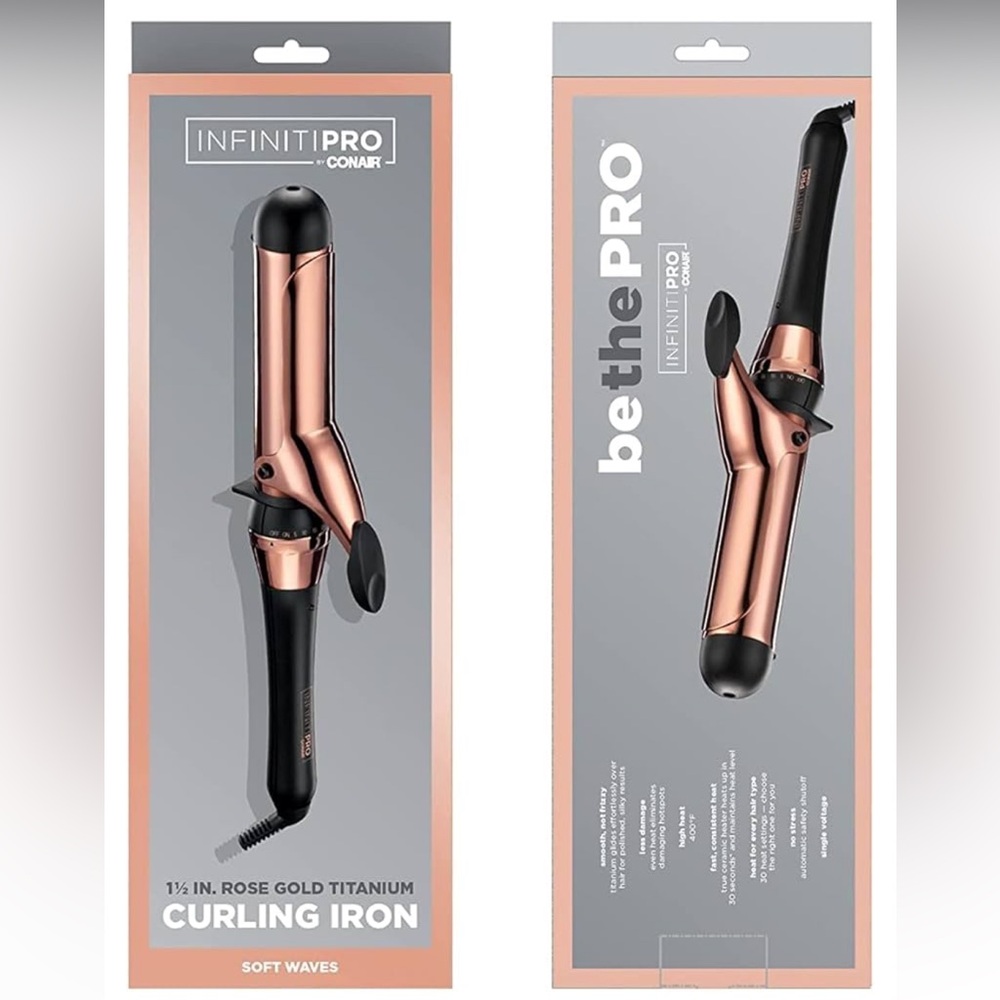 INFINITIPRO BY CONAIR Rose Gold Titanium 1 1/2-Inch Curling Iron